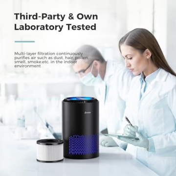 AROEVE Air Purifiers for Bedroom Home, Air Purifier For Smoke Pollen Dander Hair Smell Air Cleaner with Sleep Mode Speed Control For Bedroom Office, MK01- Black(Available for California)