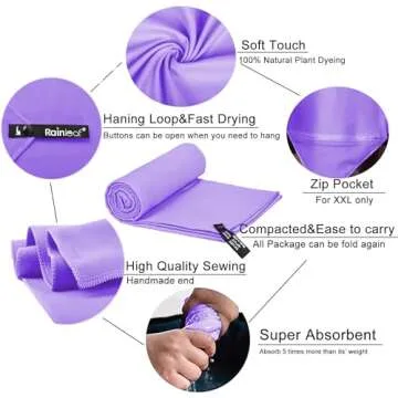Rainleaf Microfiber Towel Perfect Travel & Gym & Camping Towel. Quick Dry - Super Absorbent - Ultra Compact - Lightweight. Suitable for Trip, Beach, Shower, Backpacking, Pool
