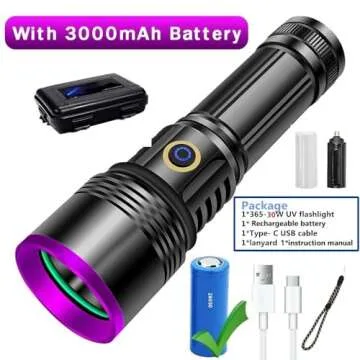 30W 365nm UV Flashlight for Pet Detection and More