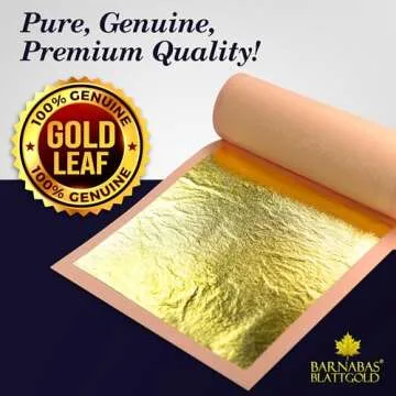 Barnabas Blattgold Edible Gold Leaf 24K - Cake Decorations, Loose Gold Leaf Sheets for Cupcakes - 3.1 inches, Book of 10