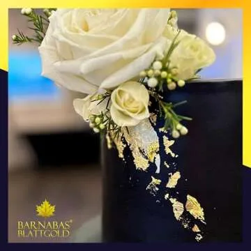 Barnabas Blattgold Edible Gold Leaf 24K - Cake Decorations, Loose Gold Leaf Sheets for Cupcakes - 3.1 inches, Book of 10