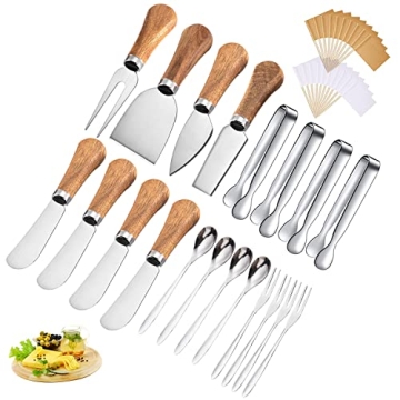 Versatile Cheese Knives Set with Serving Utensils and Flags
