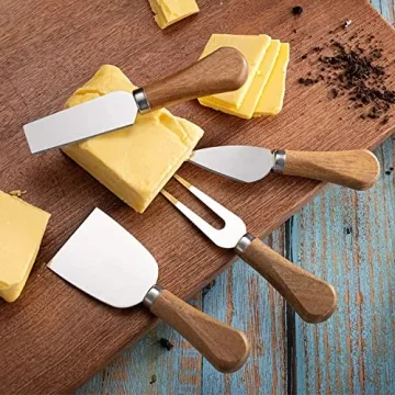 Stylish Cheese Knives Set with Wooden Handles for Parties