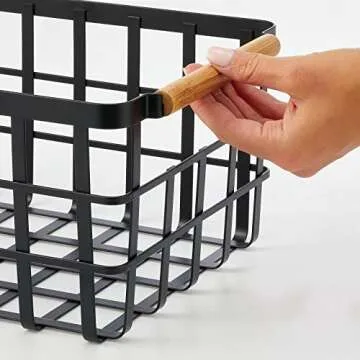 Stylish mDesign Wire Storage Basket Set for Home Organization