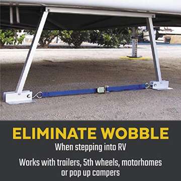 Valterra Universal RV Stabilizer Stop the Sway and Wobble, Adjustable to Fit 14-Inch to 28-Inch Frame to Ground, Compact Design with Storage Bag