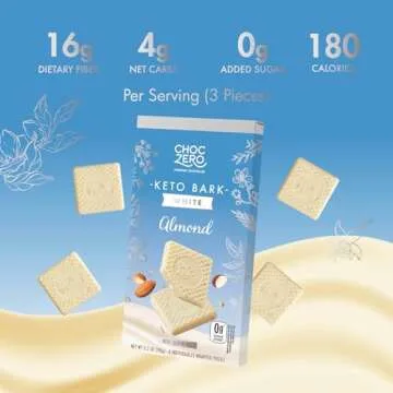 ChocZero Keto Bark: White Chocolate Almond No Sugar Added