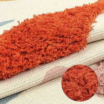 LIVEBOX Multi-Color Block Area Rug 4' x 6' Cute Artistic Tufted Throw Rug Hand Woven Cotton Kids Bedroom Rug Indoor Outdoor Play Tent Mat for Playroom Bathroom Living Room Laundry