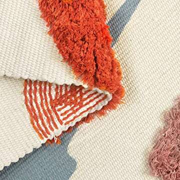 LIVEBOX Multi-Color Block Area Rug 4' x 6' Cute Artistic Tufted Throw Rug Hand Woven Cotton Kids Bedroom Rug Indoor Outdoor Play Tent Mat for Playroom Bathroom Living Room Laundry