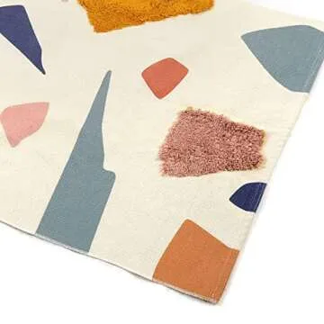 LIVEBOX Multi-Color Block Area Rug 4' x 6' Cute Artistic Tufted Throw Rug Hand Woven Cotton Kids Bedroom Rug Indoor Outdoor Play Tent Mat for Playroom Bathroom Living Room Laundry