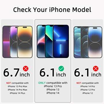 ruwa Privacy Screen Protector for iPhone 13/13 Pro/14 [3-Pack][6.1 Inch] Display Tempered Glass Film...