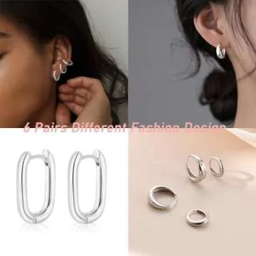 MIDEEO 14K Gold Plated Chunky Hoop Earrings Set