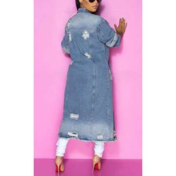 Chouyatou Women's Ripped Holes Denim Jacket - Stylish & Versatile