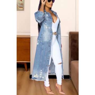 Chouyatou Women's Ripped Holes Denim Jacket - Stylish & Versatile