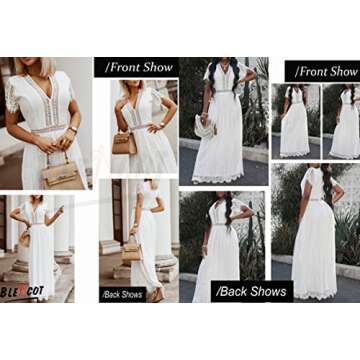 Elegant BLENCOT Floral Lace Deep V Neck Maxi Dress