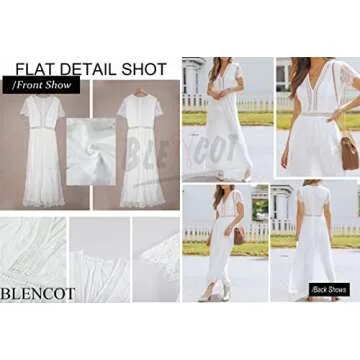 Elegant BLENCOT Floral Lace Deep V Neck Maxi Dress