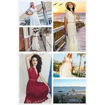 Elegant BLENCOT Floral Lace Deep V Neck Maxi Dress