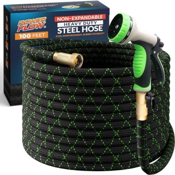 Durable POWERFLOW 100 Ft Stainless Steel Garden Hose