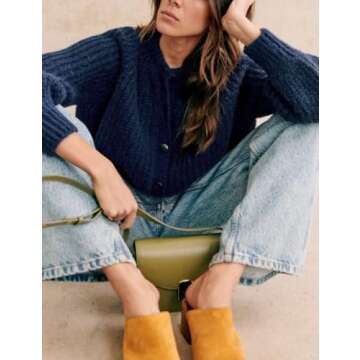 Acmplla Cardigan Sweaters for Women Chunky Knit Cardigans Long Sleeve Button Sweater Jacket 2024 Fall Winter Navy M