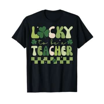Lucky Teacher Retro St Patrick's Day Groovy T-Shirt