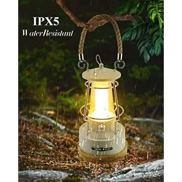 Tresda Camping Lantern Rechargeable, 370LM Dimmable LED Vintage Battery Powered Lanterns, Waterproof LED Retro Camping Lights for Camping, Power Outages, Hurricane, Outdoors, Home Décor