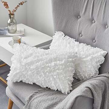 Oubonun 12 x 20 Pillow Inserts (Set of 2) - Lumbar Pillow with 100% Cotton Cover - Rectangle Square Interior Sofa Pillow Inserts - Decorative Pillow Insert Pair - White Couch Pillow