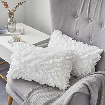 Oubonun 12 x 20 Pillow Inserts (Set of 2) - Lumbar Pillow with 100% Cotton Cover - Rectangle Square Interior Sofa Pillow Inserts - Decorative Pillow Insert Pair - White Couch Pillow