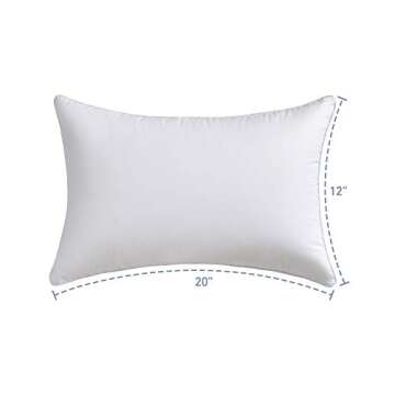 Oubonun 12 x 20 Pillow Inserts (Set of 2) - Lumbar Pillow with 100% Cotton Cover - Rectangle Square Interior Sofa Pillow Inserts - Decorative Pillow Insert Pair - White Couch Pillow