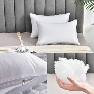 Oubonun 12 x 20 Pillow Inserts (Set of 2) - Lumbar Pillow with 100% Cotton Cover - Rectangle Square Interior Sofa Pillow Inserts - Decorative Pillow Insert Pair - White Couch Pillow