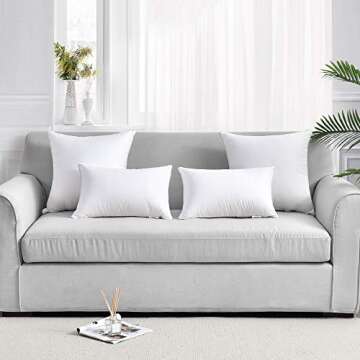 Oubonun 12 x 20 Pillow Inserts (Set of 2) - Lumbar Pillow with 100% Cotton Cover - Rectangle Square Interior Sofa Pillow Inserts - Decorative Pillow Insert Pair - White Couch Pillow