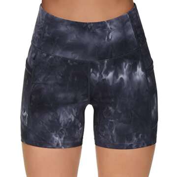 Dragon Fit High Waist Yoga Shorts for Women with 2 Side Pockets Tummy Control Running Home Workout S...