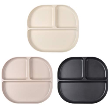 Bamboo Kids Divided Plates Set - Eco-Friendly, 3 Pack