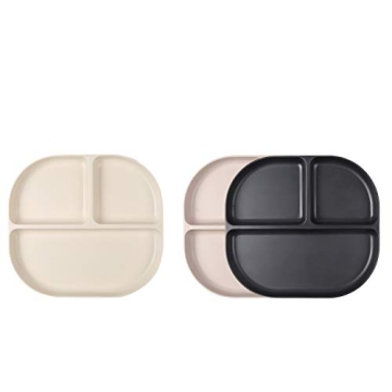 Bamboo Kids Divided Plates Set - Eco-Friendly, 3 Pack