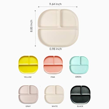 Bamboo Kids Divided Plates Set - Eco-Friendly, 3 Pack