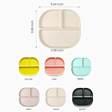 Bamboo Kids Divided Plates Set - Eco-Friendly, 3 Pack