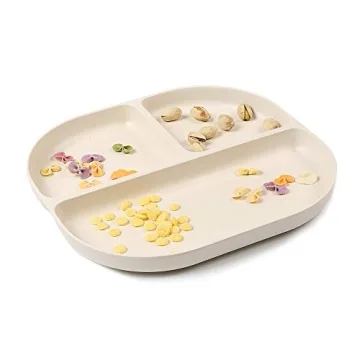Bamboo Kids Divided Plates Set - Eco-Friendly, 3 Pack