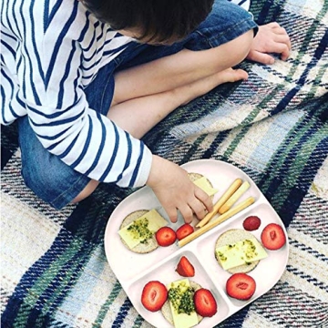 Bamboo Kids Divided Plates Set - Eco-Friendly, 3 Pack