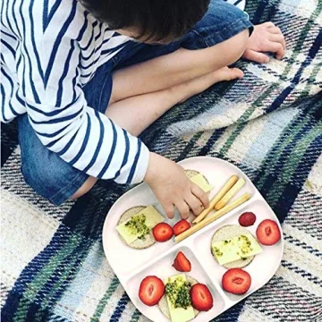 Bamboo Kids Divided Plates Set - Eco-Friendly, 3 Pack