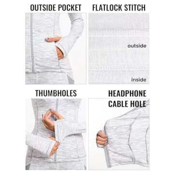 QUEENIEKE Womens Running Jacket Athletic Workout Jackets Track Full Zip Up Gym for Women Yoga Top Nurse Align Slim Fit Sport bbl Scrub Jacket Long Sleeve Sweater White Large