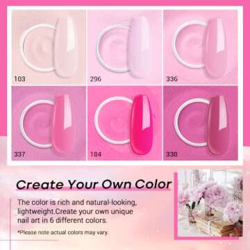 AZUREBEAUTY Pink Dip Powder Nail Set, 6 Colors Light Hot Pink Cherry Blossom Shades Dipping Powder Starter Kit, French Nail Art Manicure, No Need Nail Lamp Cured DIY Salon