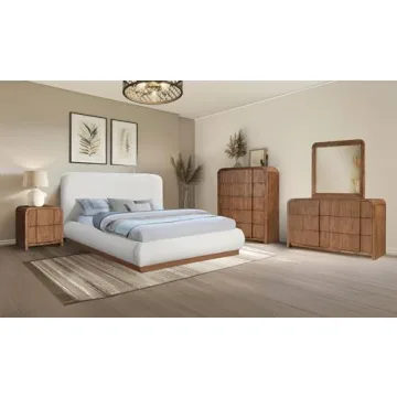 Meridian Art Deco Night Stand Walnut Finish 26" W x 21" D