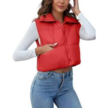 Kissonic Women's Stylish Padded Vest Cropped Jacket