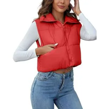 Kissonic Women's Stylish Padded Vest Cropped Jacket