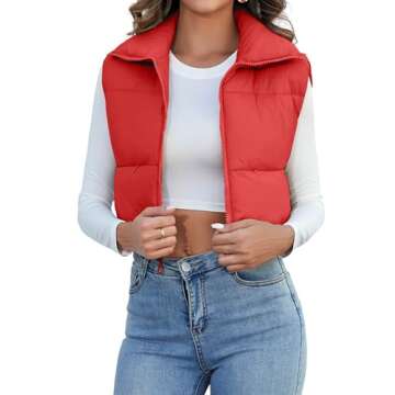 Kissonic Women's Stylish Padded Vest Cropped Jacket
