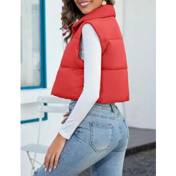 Kissonic Women's Stylish Padded Vest Cropped Jacket