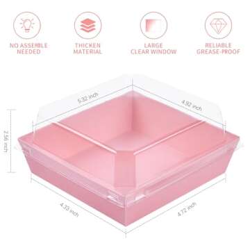 Ocmoiy Small Charcuterie Boxes with Clear Lids, To Go Paper Disposable Food Containers, 5 Inches Bak...