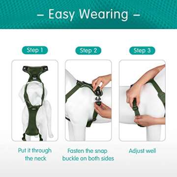 PoyPet Reflective Soft Breathable Mesh Dog Harness Choke-Free Double Padded Vest with Adjustable Neck and Chest(Military Green,S)