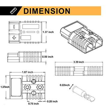 BUNKER INDUST 6-10 Gauge 50A Battery Quick Connect/Disconnect Wire Harness Plug Kit Battery Cable Quick Connect Disconnect Plug for Recovery Winch Trailer Auto Car Motorcycle Electrical Devices,2 Pcs