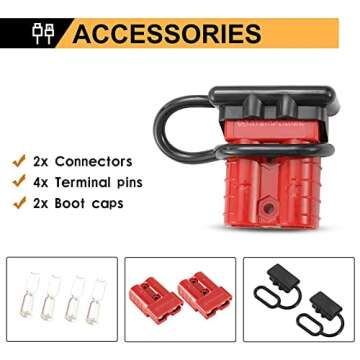 BUNKER INDUST 6-10 Gauge 50A Battery Quick Connect/Disconnect Wire Harness Plug Kit Battery Cable Quick Connect Disconnect Plug for Recovery Winch Trailer Auto Car Motorcycle Electrical Devices,2 Pcs