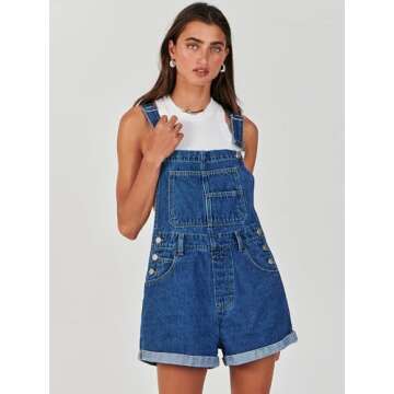 Chic ANRABESS Women's Denim Overall Shorts - Summer Essential
