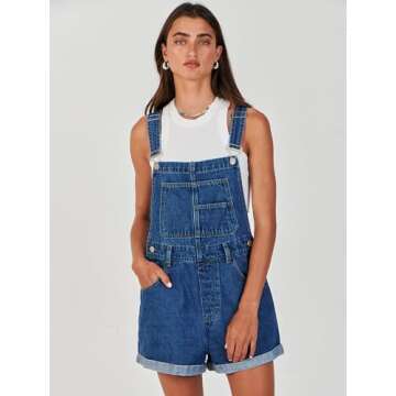 ANRABESS Women's Casual Denim Overalls Adjustable Fit